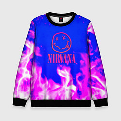 Свитшот детский Nirvana neon flame, цвет: 3D-черный