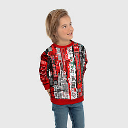 Свитшот детский Киберпанк паттерн красный, цвет: 3D-красный — фото 2