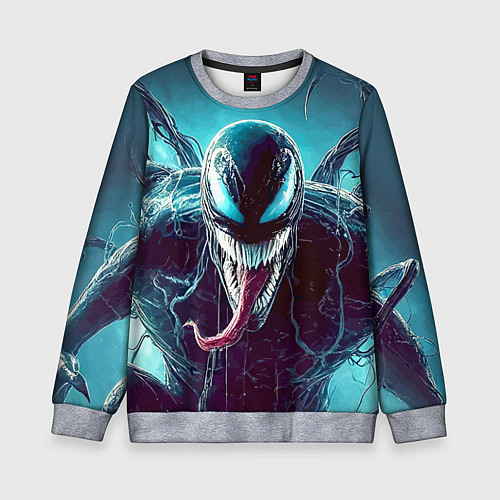 Детский свитшот Свирепый Веном - неоновое свечение / 3D-Меланж – фото 1