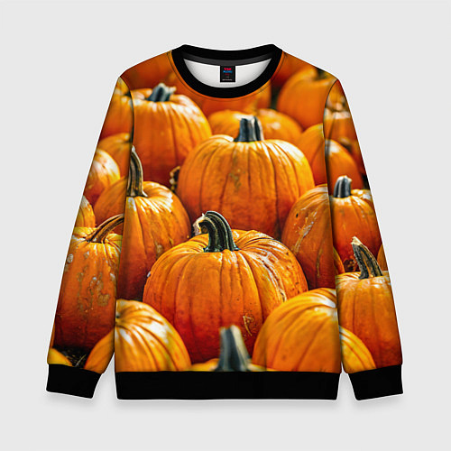 Детский свитшот Много тыкв / 3D-Черный – фото 1