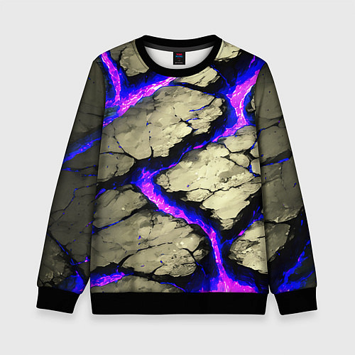 Детский свитшот Треснувший камень фиолетовый / 3D-Черный – фото 1