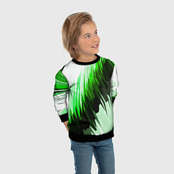 Свитшот детский Чёрно-зелёные острые полосы на белом фоне, цвет: 3D-черный — фото 2