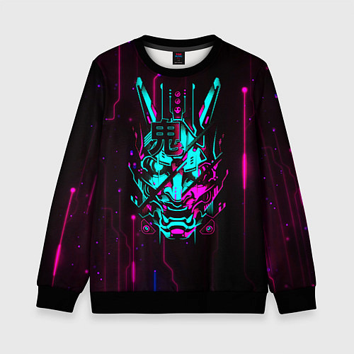 Детский свитшот Самурай киберпанк цифровой / 3D-Черный – фото 1