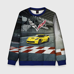 Свитшот детский Шевроле корвет - гоночная команда, цвет: 3D-синий