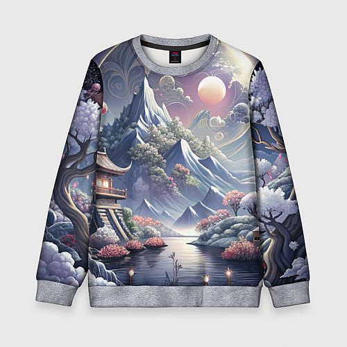 Детский свитшот Япония - природа / 3D-Меланж – фото 1