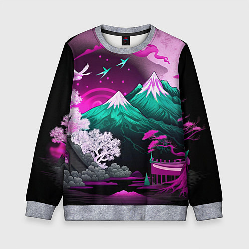 Детский свитшот Горы японии природа / 3D-Меланж – фото 1