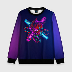 Свитшот детский Демон они неоновый, цвет: 3D-черный