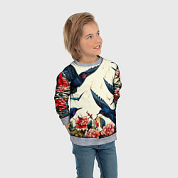 Свитшот детский Стая ласточек, цвет: 3D-меланж — фото 2