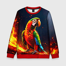 Свитшот детский Ара в огне, цвет: 3D-красный