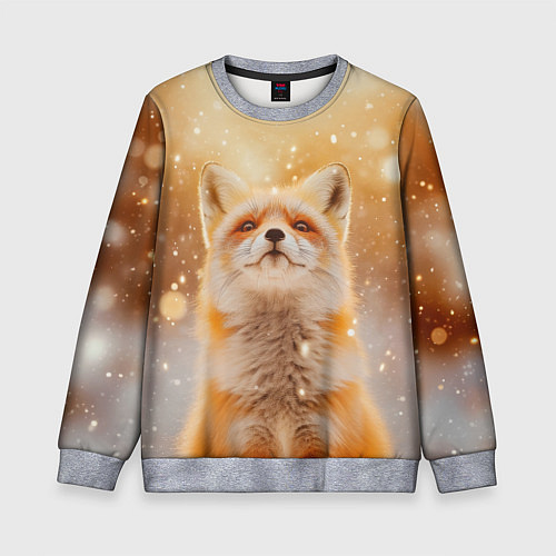 Детский свитшот Рыжая довольная лисица / 3D-Меланж – фото 1