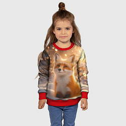 Свитшот детский Рыжая лисичка в снежном лесу, цвет: 3D-красный — фото 2