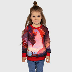 Свитшот детский Дракон красный мифический, цвет: 3D-красный — фото 2