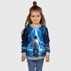 Свитшот детский Пингвин удар молнии, цвет: 3D-меланж — фото 2
