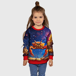 Свитшот детский Краб в космосе, цвет: 3D-красный — фото 2