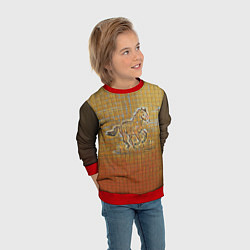 Свитшот детский Конь на тетрадном листе, цвет: 3D-красный — фото 2