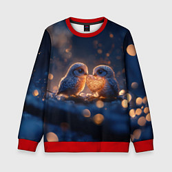 Свитшот детский Милые влюбленные совушки, цвет: 3D-красный