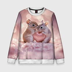 Свитшот детский Влюбленные белочки с сердечком, цвет: 3D-белый