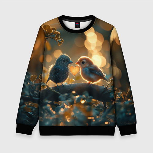 Детский свитшот Влюбленные птички / 3D-Черный – фото 1