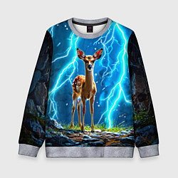 Свитшот детский Олененок в разрядах молний, цвет: 3D-меланж