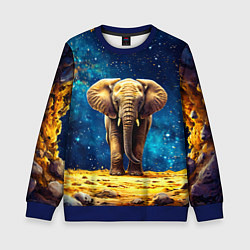 Свитшот детский Слон и космическое небо, цвет: 3D-синий