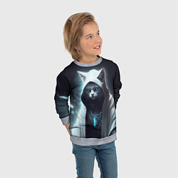 Свитшот детский Инопланетный белый кот, цвет: 3D-меланж — фото 2