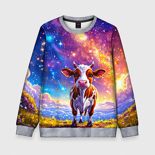 Детский свитшот Коровка и звездное небо / 3D-Меланж – фото 1