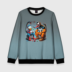 Свитшот детский Two dudes - Venom and Spider-Duck, цвет: 3D-черный