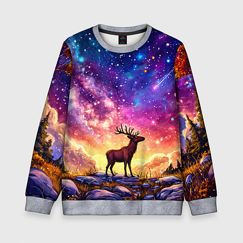Детский свитшот Лось и звездное небо / 3D-Меланж – фото 1