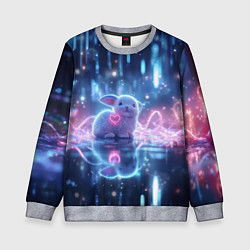 Свитшот детский Белый зайчик с сердцем, цвет: 3D-меланж