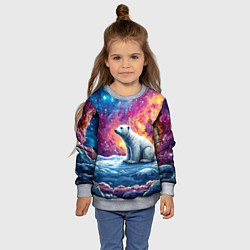 Свитшот детский Белый медведь и звездное небо, цвет: 3D-меланж — фото 2