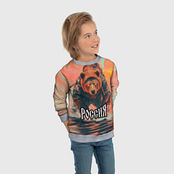 Свитшот детский Россия - медведь, цвет: 3D-меланж — фото 2