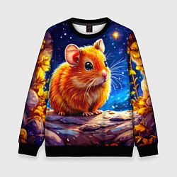 Свитшот детский Хомяк и космическое небо, цвет: 3D-черный