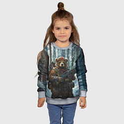 Свитшот детский Русский медведь с автоматом, цвет: 3D-меланж — фото 2