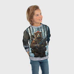 Свитшот детский Русский медведь с автоматом, цвет: 3D-меланж — фото 2