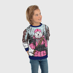 Свитшот детский Русский медведь в розовой куртке, цвет: 3D-синий — фото 2