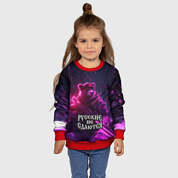 Свитшот детский Советский медведь в неоновом свете, цвет: 3D-красный — фото 2