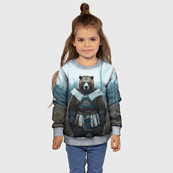 Свитшот детский Воин русский медведь, цвет: 3D-меланж — фото 2