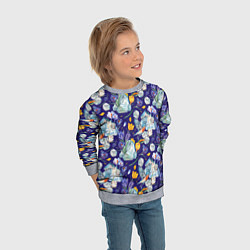 Свитшот детский Крокусы и зяблик во льдах, цвет: 3D-меланж — фото 2