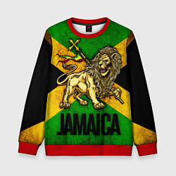 Свитшот детский Jamaica lion flag, цвет: 3D-красный