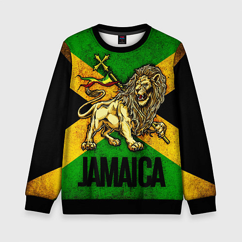 Детский свитшот Jamaica lion flag / 3D-Черный – фото 1
