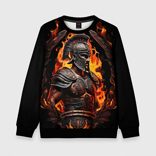 Детский свитшот Гладиатор пламени огня / 3D-Черный – фото 1