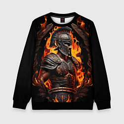 Свитшот детский Гладиатор пламени огня, цвет: 3D-черный