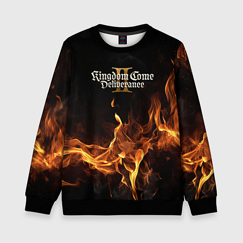 Детский свитшот Kingdom Come Deliverance 2 лого и огонь / 3D-Черный – фото 1