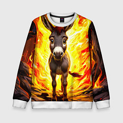 Свитшот детский Ослик в огне, цвет: 3D-белый