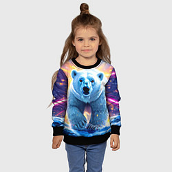 Свитшот детский Белый медведь идет по льдине, цвет: 3D-черный — фото 2
