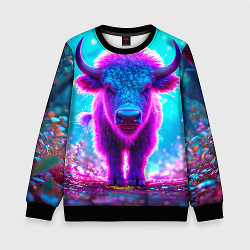 Детский свитшот Белый буйвол / 3D-Черный – фото 1