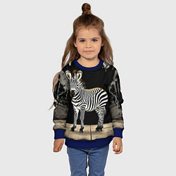 Свитшот детский Зебра на черном, цвет: 3D-синий — фото 2