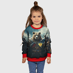 Свитшот детский Воин русский медведь, цвет: 3D-красный — фото 2