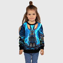 Свитшот детский Заяц в разрядах молний, цвет: 3D-черный — фото 2