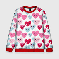 Свитшот детский Сердечки-смайлики, цвет: 3D-красный